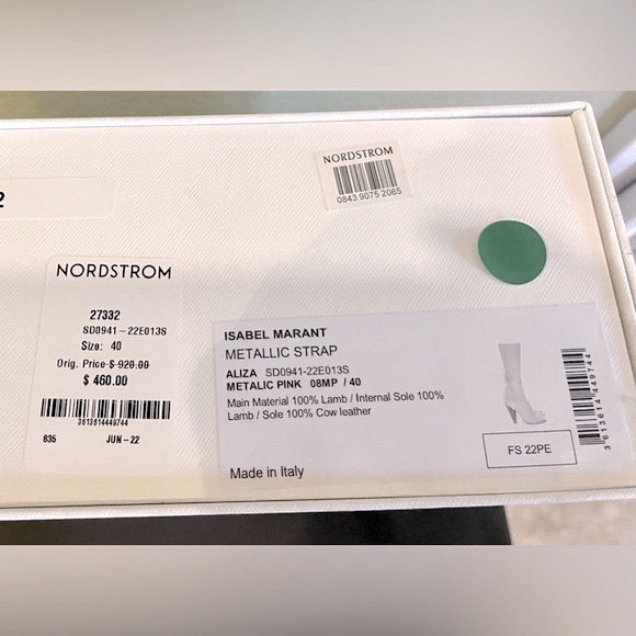 NEW ISABEL MARANT Aliza Leather Ankle Strap Sandal Metallic Pink Ombré 40FR 8MP - Picture 5 of 16
